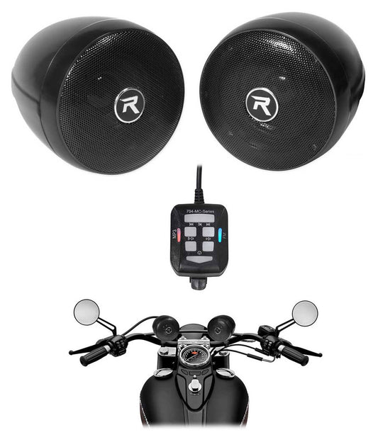 Rocknride 3" Powered Bluetooth Metal Motorcycle Handlebar Speakers