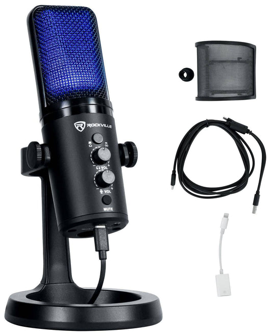 Rock-Stream Pro Gaming Streaming Recording Dual Pattern Usb Microphone