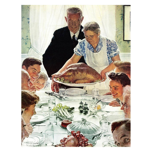 Rockwell Freedom From Want 40 In X 52 In Painting Canvas Art Print, By